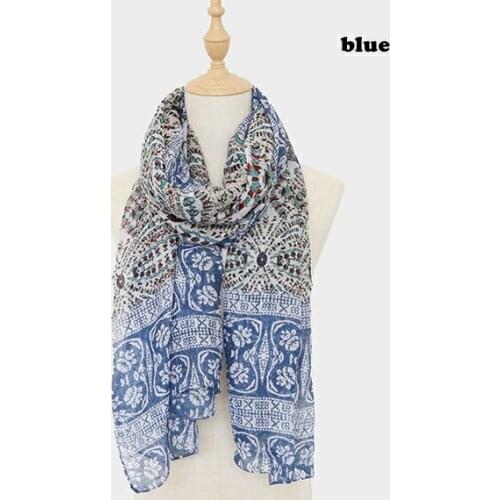 2021 Fashion Newest Geo Printed Pattern Cotton Voile Scarf 2Colors 10pcs/lot