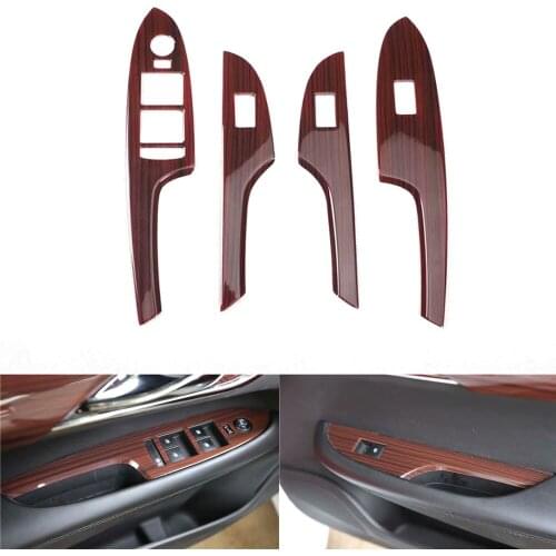 4pcs Car Door Armrest Window Lift Switch Panel Cover Trim Styling For Cadillac ATSL 2014 2015 2016 2017 LHD