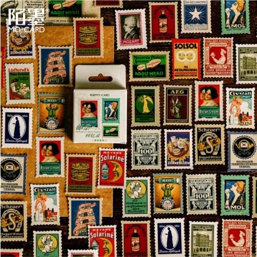 46 sheets/lots) Boxed Stickers Stamps Memoirs Vintage Handbook Diary DIY Decoration Universal Sealing Stickers