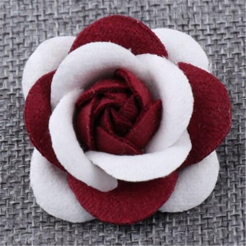 50 / PCS three-layer cloth factory decorative rose DIY manual accessories cloth Brooch red small flower white purple pink