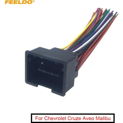 FEELDO 1PC Car Radio Audio 44Pin Installation Wiring Harness Adapter For Chevrolet Cruze Aveo Malibu ISO Stereo Cable