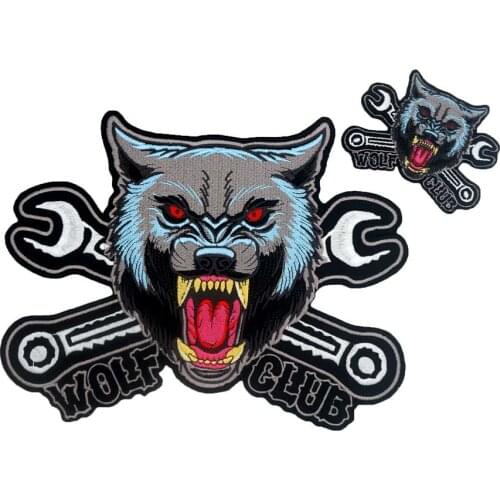 WOLF CLUB BEAR large Embroidered backing punk biker Patches Clothes Stickers Apparel Accessories Badge