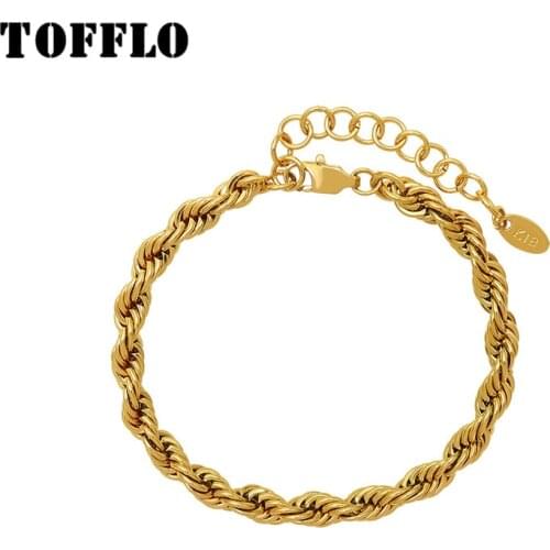 TOFFLO Stainless Steel Jewelry Special Shaped Twist Bracelet Womens Fashion Bracelet BSE229