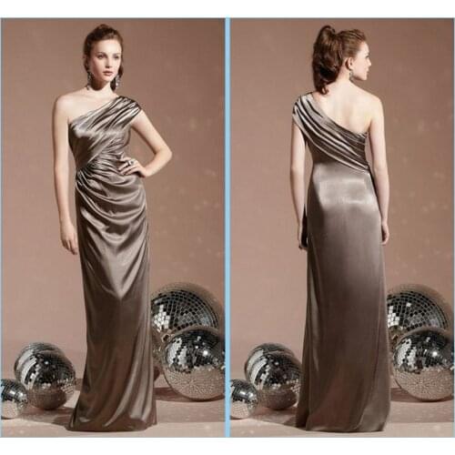 Robe de soiree Elegant C-46 Taffeta One Shoulder Pleat Floor Length Bridesmaid Dresses Gowns 2018 vestido de noiva