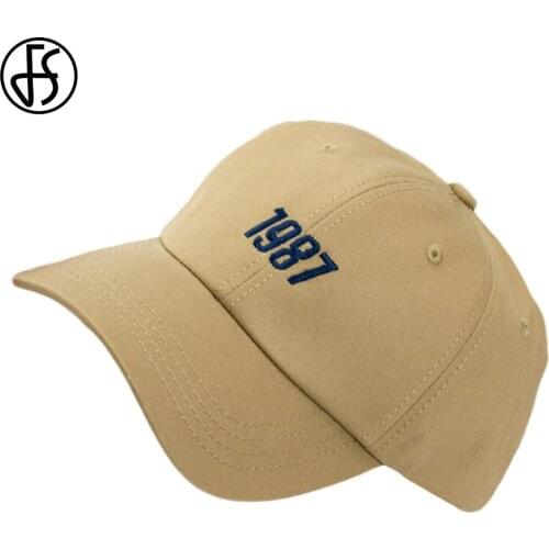 FS Fashionable Curved Brim Soft Top Cotton Baseball Cap Khaki Beige 1987 Embroidered Peaked Caps For Men Women Bone Trucker Hat