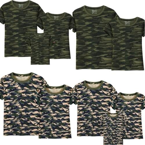Mother Daughter Clothes Famili Look Clothing Summer Style Family Matching Outfits Dad and Boy Camouflage T shirt Short Sleeve