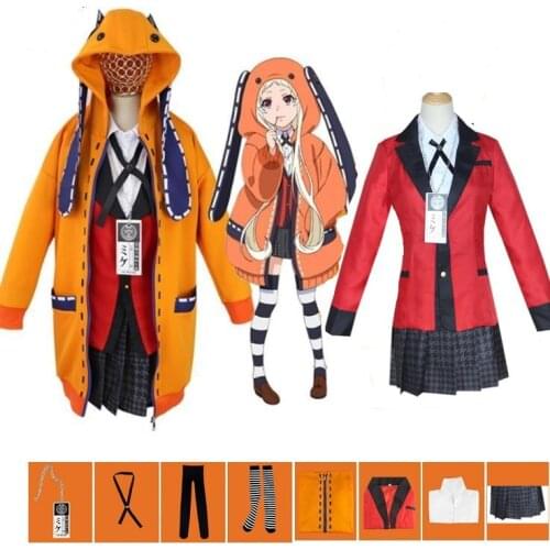 9pcs Kakegurui Compulsive Gambler Rune Runa Yomozuki Kakegurui Cosplay Costume Anime Hoodie Coat Jabami Yumeko Cosplay Costume