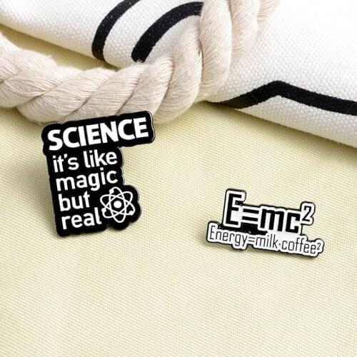 Creative Science Style Mass Energy Equation Pin Milk Coffee Physics Energy Science Magic Enamel Brooch The Best Gift For Student