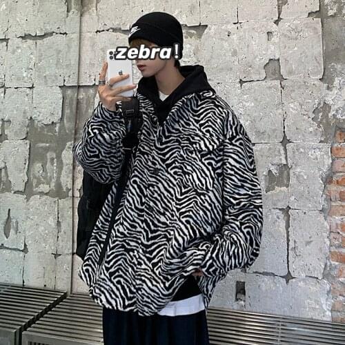 Mens Casual Oversize Striped Leopard Jackets Spring Summer Korean Streetwear Coats Solid Color Hip Hop Korean Jackets Clothing