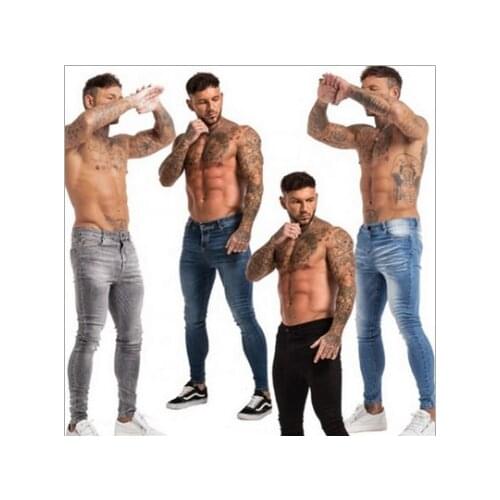 Hot sale 2022 Mens Sweatpants Mens Stretch Fit Jeans Casual Classic Style Fashion Denim Trousers Male Black Blue Gray Pants