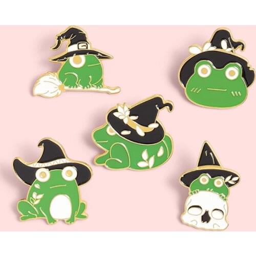 Cartoon Animal Badge Jewelry Funny Wizard Froggy Brooches Bag Lapel Pin Frog Collection Enamel Pin Gift for Kids Girl Wholesale