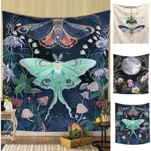 Butterfly Flower Moon Wall Hanging Printed Tapestry Fashion Tapestry 95*73cm Boho Decoration Home Decor Toallas De Playa Grandes