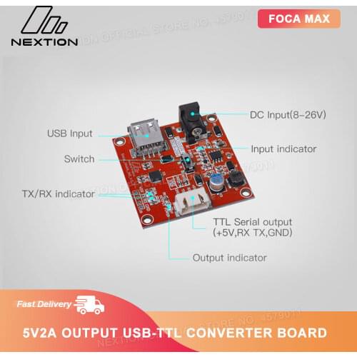 NEXTION Foca Max -- 5V2A Output USB To TTL Serial Converter Board USB to TTL communication for Nextion HMI LCD display Module