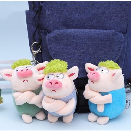3 Colors Brand New Green Pig Plush Toy Animal Frog Rabbit Doll 15 CM Funny Backpack Pendant Soft Keychain Gift