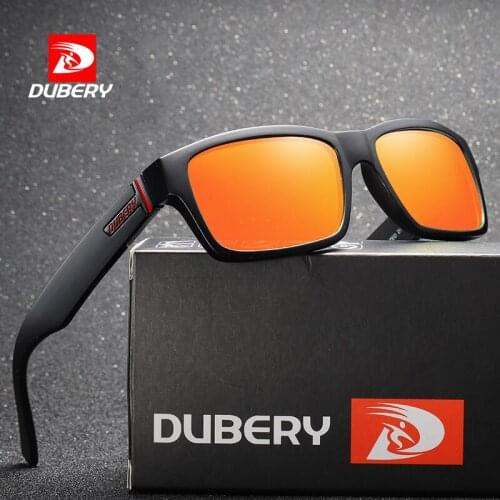 DUBERY Polarized Sunglasses Men Vintage Driving Glasses Sport UV Protection Fashion Sun Glasses Color Mirror Square Sunglasses