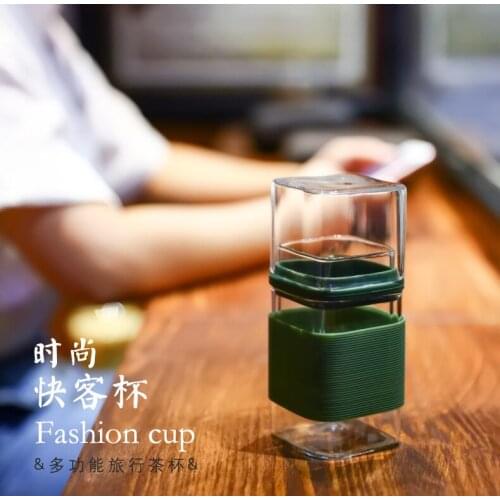 Portable glass tea cup office simple water cup cute creative small compact fast passenger cup travel capsule cup