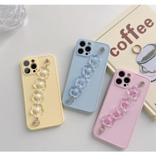 Simple Floral Flower Chain Bracelet Hard PC Back Phone Case Cover Shell For iPhone 7 8 Plus 11 12 Pro Max XR XS Max Skin