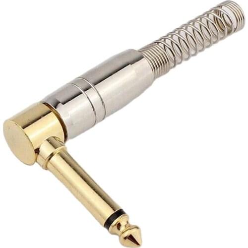 10pcs/lot 6.35mm 6.5mm right angle mono Audio Connector Male Plug 6.35mm Amplifier Microphone Plug 6.35mm TRS Plug Welding