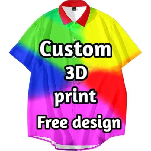 3D Custom Design Buttons camisa hawaiana hombre DIY summer Casual shirt men Short Sleeve Wholesalers Dropshipping large size 5XL