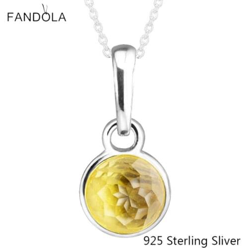 CKK 925 Sterling Silver November Droplet, Citrine Charms Original Fashion Beads Jewelry Fits For Bracelets
