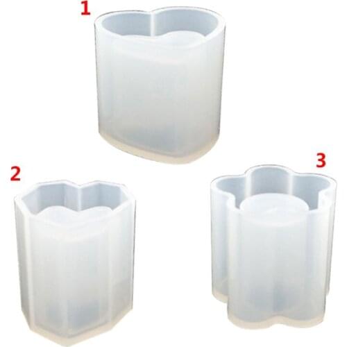 Silicone Mold Pen Holder Container Storage DIY Epoxy Resin Flower Heart Shape Crafts Desk Decoration Jewelry Making Molds