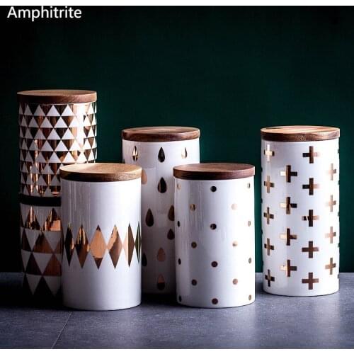 Nordic Sealed Ceramic Kitchen Items Jar Tea Set Household Coffee Various Grains Seasoning Food Storage Kitchen Container