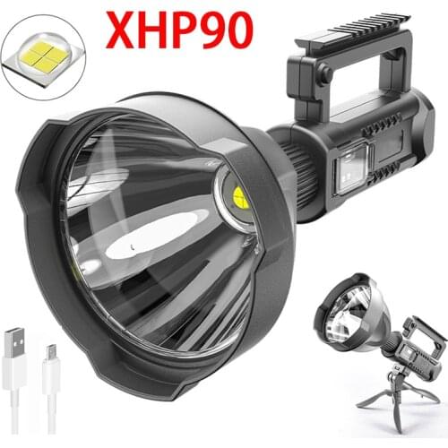 Super Bright Searchlight Rechargeable Flashlight Outdoor Handheld LED Spotlight Floodlight Torch Lamp Work Light With USB Tripod