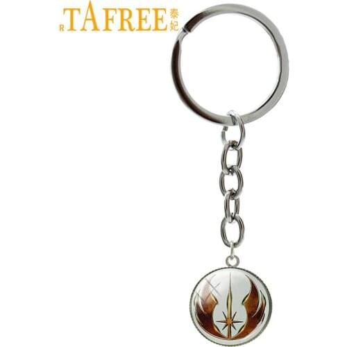 TAFREE Hot fashion glass dome jewelry keychain art pendant ring bijoux key chain party gift for husband NS515