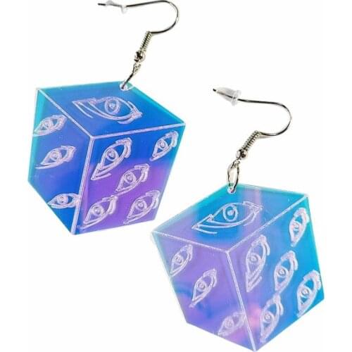 Unique Cool Jujutsu Kaisen Geometric Hanging Acrylic Earrings for Women Change Color Cartoon Motifs Novelty Fashion Earring Gift