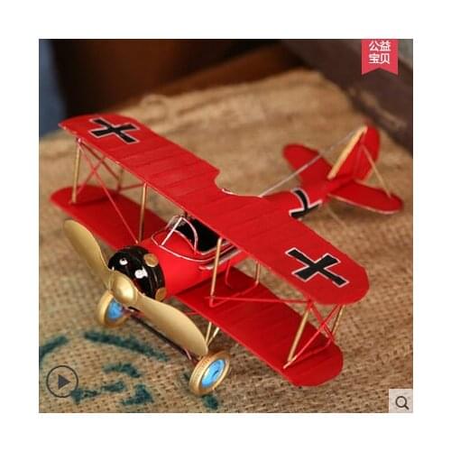 Vintage Home Decor Christmas Gift Metal Airplane Model Childrens Room Decorations Bedroom Soft Loading Craft Ornaments