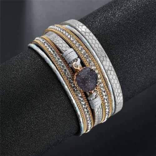 Vintage Weaving DIY Artificial Leather Adjustable Rope Bracelet Magnetic Buckle Bracelets For Men Jewelry Dropshiping