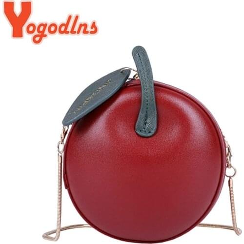 Yogodlns Sweet Circular Bags for Women 2021 Fashion Chain Crossbody Bag Small Handbags PU Leather Ladies Shoulder Purse