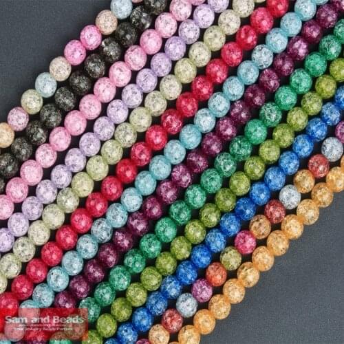 Factory price Cracked Quartz Crystals Beads 16" pick size 6 8 10 12mm For Bracelet Necklace Making CQCB02
