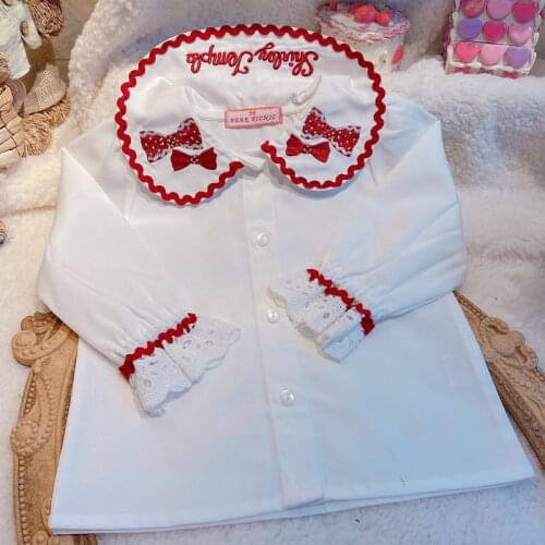 2 3 4 5 6 Years Girls Bow White Blouses Casual School Girls Shirts Kids Baby Toddler White Long Sleeve Lace Bow Girl Blouse