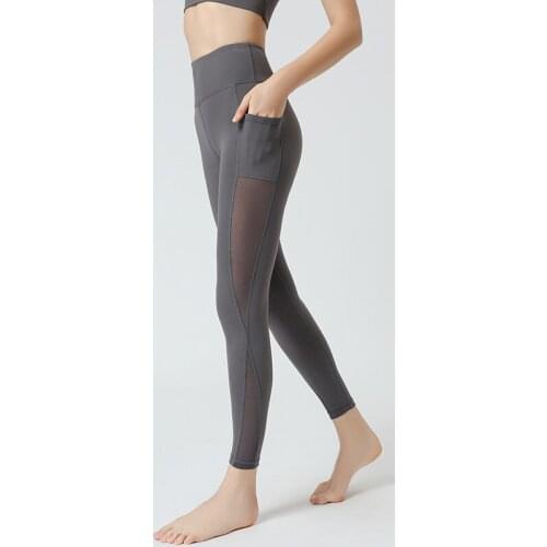 Women High Waist Sport Leggings Thin Soft Mesh Yoga Pant Female Quick Dry Pocket Running Trouser Girl Elastic Gym Workout Tights