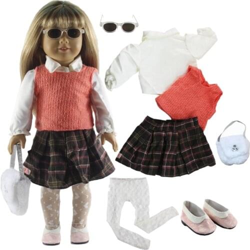 1 Set Beautiful Student Clothes Outfit Doll Clothes for 18'' American Doll B18