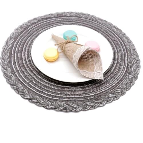 1pcs Large Round Woven Placemat Pad Non Slip Dining Table Mat Drink Cup Coffee Mat Coasters For Home Wedding Party Table Decor