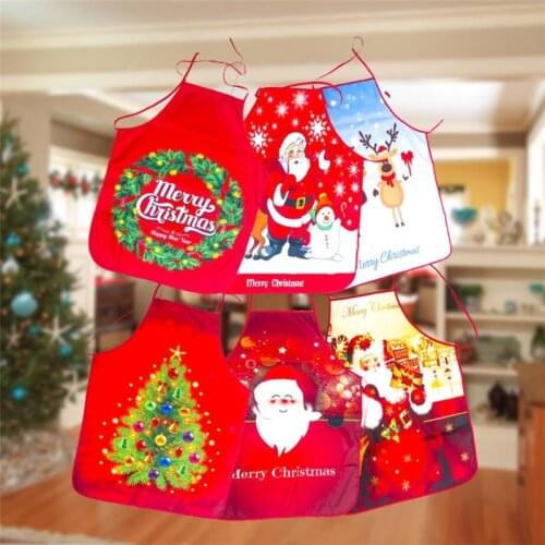 1Pcs Red Christmas Aprons Adult Santa Claus Aprons Women and Men Dinner Party Decor Home Kitchen Cooking Baking Cleaning Apron