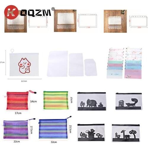1pcs Cute File Organizer Storage Folder Standard Transparent PVC Loose Leaf Pouch With Self-Styled Zipper Filing Binder Document