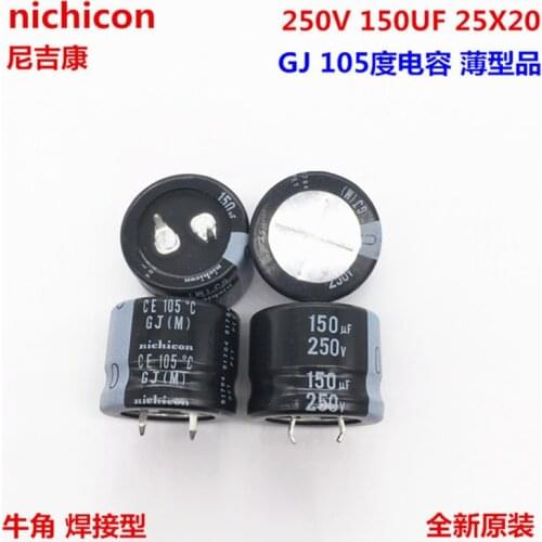 2PCS/10PCS 150uf 250v Nichicon GJ 25x20mm 250V150uF Snap-in PSU Capacitor