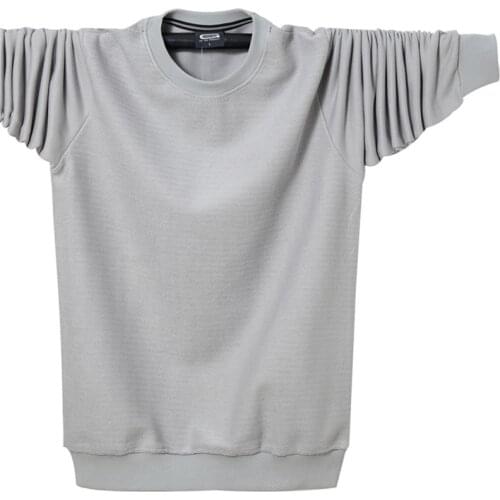 2021Spring and Autumn Fashion casual round neck jogging sweatshirt Mens solid color pullover sportswear Large size 5XL 6XL