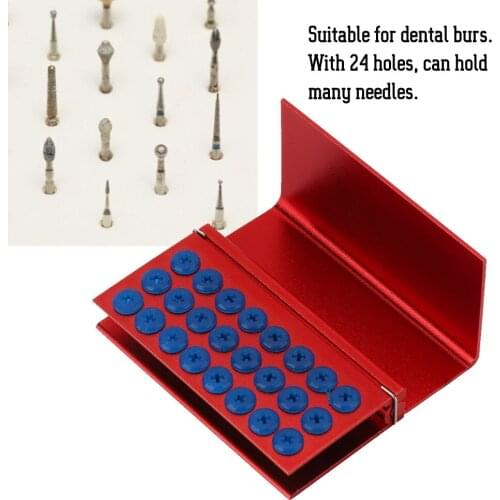 24 Holes Autoclavable Dental Disinfection Box Dental Burs Block Holder Silicone Pad Aluminium Alloy Dentist Disinfection Case