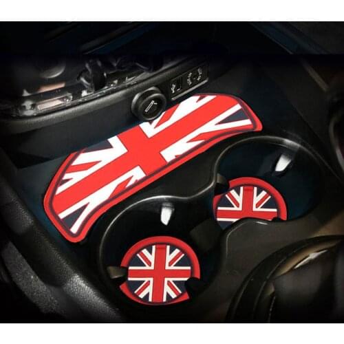 3PCS Union Jack Car Cup Coffee Cushion Storage Auto Non-slip Mat Pad For Mini Cooper Clubman F55 F56 F60 F54 F57 Accessories