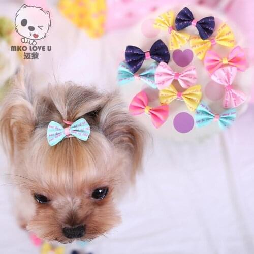 6 Pcs Cute Dog Puppy Hair Clips Hair Bow Tie Flower Bowknot Hairpin Pet Grooming Pet Products Random Color