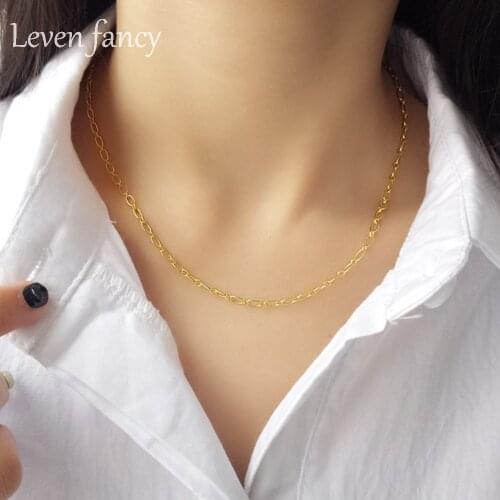 925 Sterling Silver Finished Chain Dainty Choker Everyday Jewelry Gold Oval Rolo Chain Necklace for Girls Women Short Necklaces