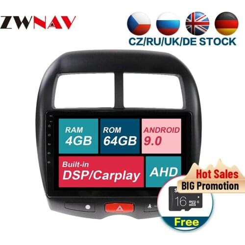 With carplay DSP Android 9.0 Car Multimedia player unit For MITSUBISHI ASX 2010+ Radio Audio stereo free GPS BT map touch screen