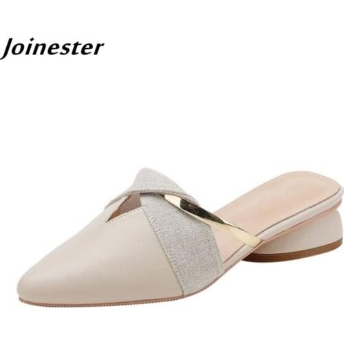 Pointed Toe Fashion Slippers for Ladies босоножки женские 2021 Women Summer Mules Chunky Heel Backless Sandals Female Slides