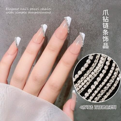 Nail Art Chain 1mm/25cm 3D Silver Decoration Accessories Metal Diamond Decoration Can Be Cut DIY Handmade Nail Decoration Chain