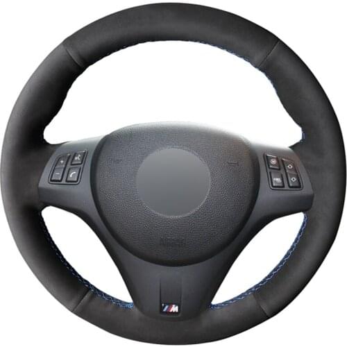Black Suede DIY Hand-stitched Car Steering Wheel Cover for BMW M Sport 3 Series E91 320i 325i 330i 335i M3 E90 E92 E93
