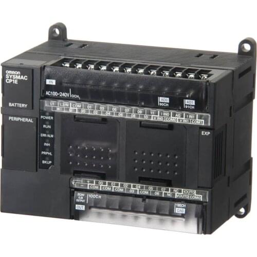 CP1E-NA20DT-D PLC, 24 VDC supply, 12 x 24 VDC inputs, 8 x NPN outputs 0.3 A, 2 x analog inputs, 1 x analog output